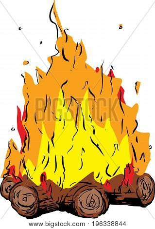 Bonfire Or Campfire With Hot Flames