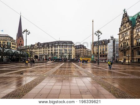 Rathausmarkt Square In Hamburg Hdr