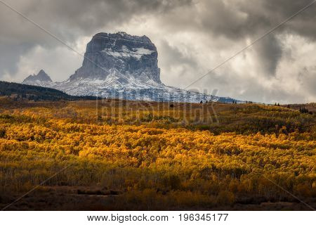 Chief Mountain In Autumn In Glacier National Park, Montana, Usa