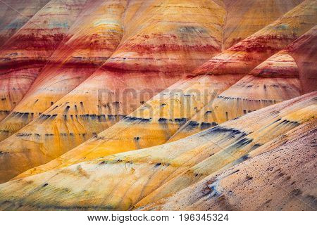Painted Hills detail part of the John Day Fossil Beds National Monument Oregon USA