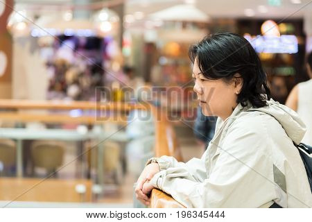 Asian Women 40S White Skin In Shopping Mall