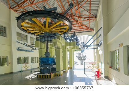 NAMCHI SIKKIM INDIA - OCTOBER 20 2016 : Ropeway arrangement at Namchi Sikkim . It is a very popular tourist attraction for tourists who can get a view of great Himalayan Mountains at Sikkim India