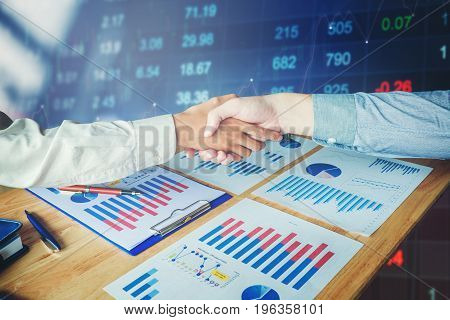 Business People Colleagues Shaking Hands Meting Planning Strategy Analysis  Concept