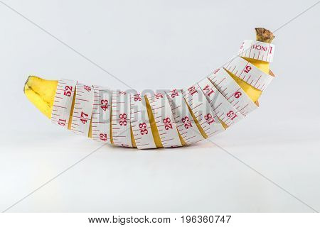 Banana With Measurement Tape Men Penis Size Concept