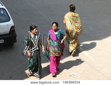 Delhi, India,  March 17: Indian women in traditional clothes on March 17, 2013, Delhi, India