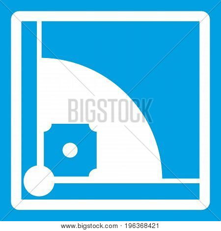 Baseball field icon white isolated on blue background vector illustration