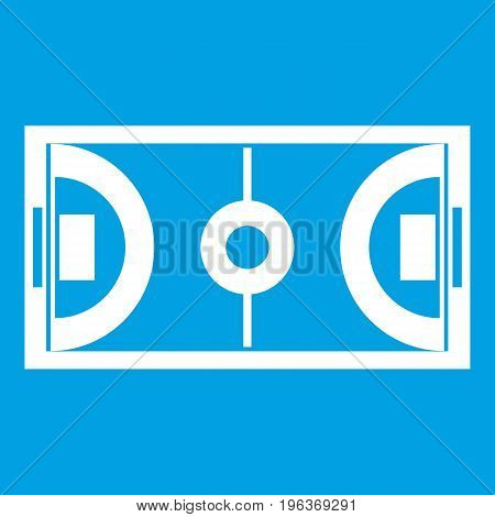 Futsal or indoor soccer field icon white isolated on blue background vector illustration
