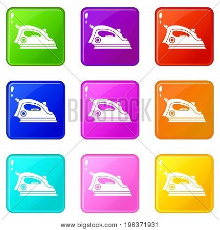 Iron icons of 9 color set isolated vector illustration