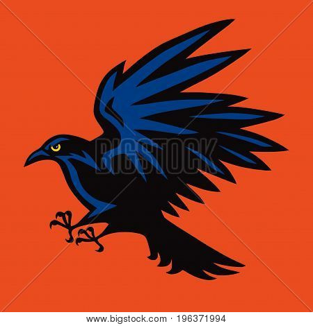 Raven Logo Angry Bird Sport Mascot. Vector illustration Design