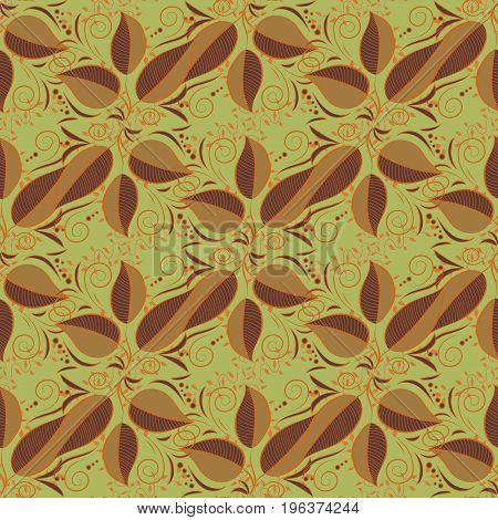 Doodle Leaves And Branches Herbs And Leaves. Hand Drawn. Vector Illustration. Beautiful Fabric Patte