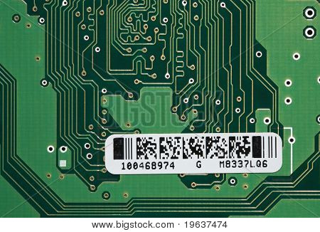 Fondo de Motherboard - placa base con la etiqueta engomada