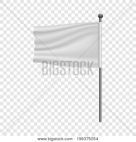 White flag on flagpole mockup. Realistic illustration of white flag on flagpole vector mockup for web