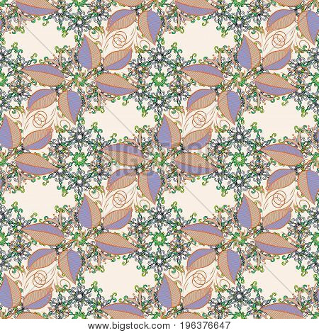 Hand Drawn Vector Illustration. Of Doodle Elements. Seamless Leaf Pattern Can Be Used For Sketch Web