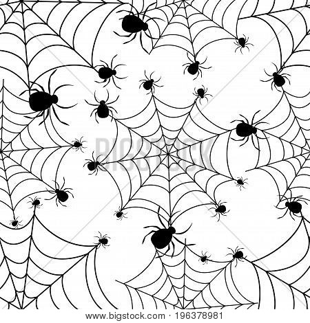 Abstract Seamless Pattern For Girls Or Boys. Creative Vector Background With Net, Spider, Halloween.