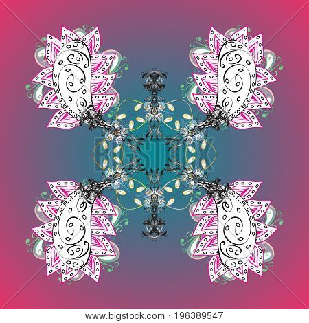 Snowflake Ornament Object. Snowflake Ornament On A Blue Background. Snowflake Ornament Vector.