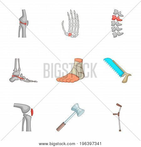 Bones trouble icons set. Cartoon set of 9 bones trouble vector icons for web isolated on white background