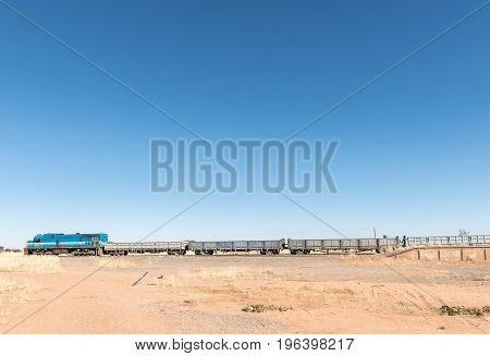 GRUNAU NAMIBIA - JUNE 13 2017: A train at the railway station in Grunau in the Karas Region of Namibia. Now used as church hall