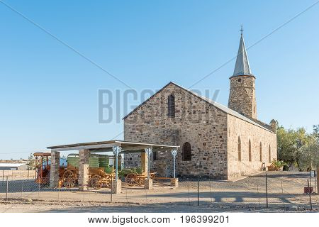 KEETMANSHOOP NAMIBIA - JUNE 13 2017: The oldest remaining building in Keetmanshoop the Rhenish Mission Church was inaugurated in 1895 and is now a museum