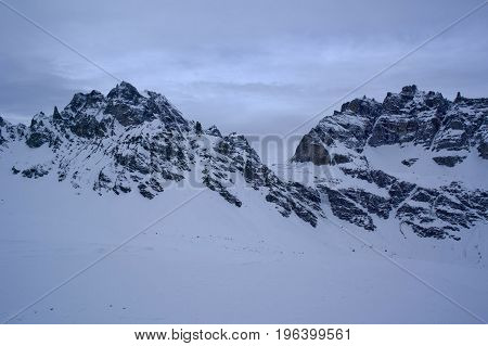 mountains in formazza during winter in italy