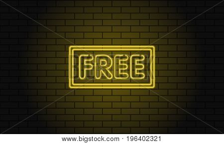 Retro Club Inscription Free. Vintage Electric Signboard With Bright Neon Lights. Yellow Light Falls