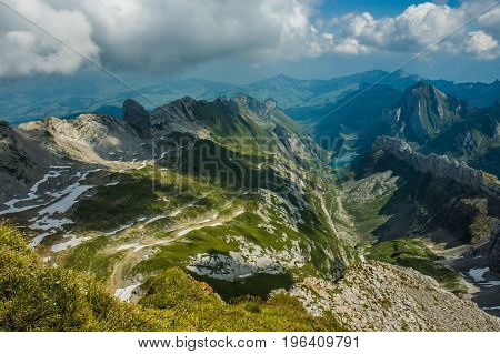 Mountain view from Santis cable station Switzerland