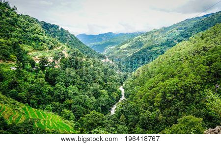 Mountain Scenery In Kingdoom Of Bhutan
