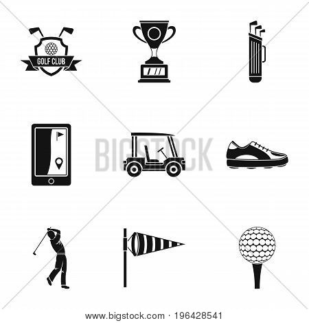 Golf things icons set. Simple set of 9 golf things vector icons for web isolated on white background