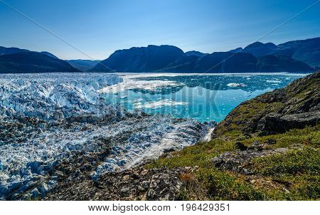 Glacier in a sunny day near Narsarsuaq Greenland