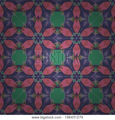 Vintage baroque mandala ornament on colorful background. Vector illustration. Retro pattern antique style acanthus. Decorative design element filigree calligraphy.