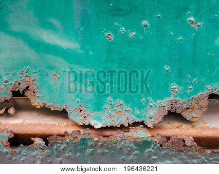 Grunge old crack and rusty metal plate texture blackground, rusty car close up,