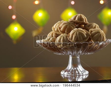 malaysia tradition food bahulu on the glass plate