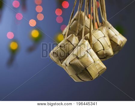 hanging ketupat with the flash light