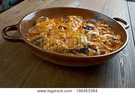 Kaalikaaryleet - Finnish stuffed cabbage. close up meal
