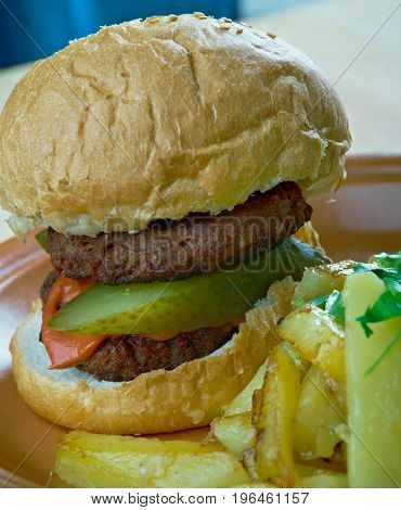 Bocado Burger Double beef Stack Makes. close up meal