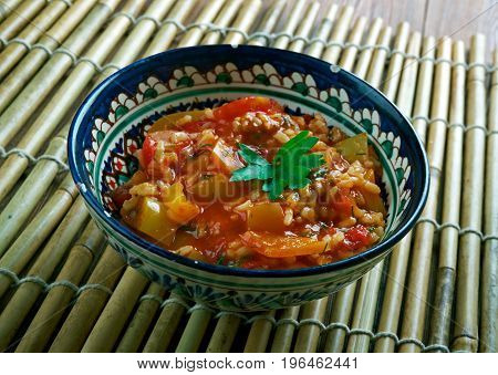 Domates Bastısı -Turkish appetizer of tomato. close up meal