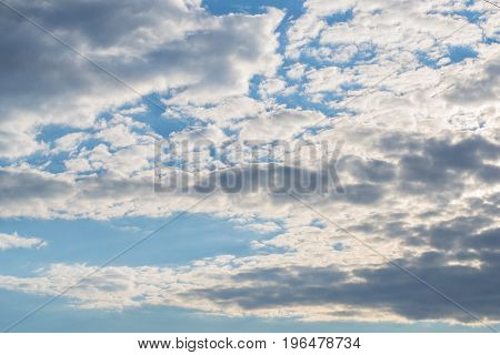 Photo of blue sky with spindrift clouds background