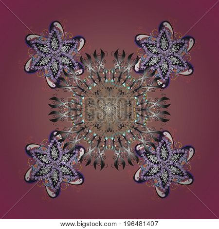 Abstract winter ornament. Round vector snowflake. Isolated cute snowflakes on colorful background. Fine snowflake. Vector illustration.