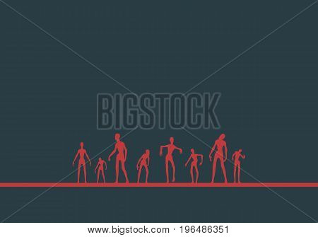 Posing zombie silhouettes set. Halloween theme background