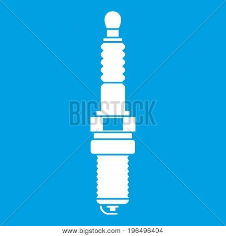 Car candle icon white isolated on blue background vector illustration
