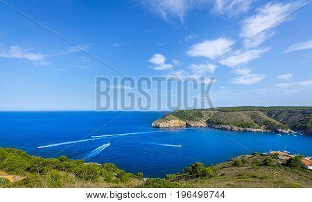 Small bay of Cala Montgo in Costa Brava. Montgo beach is a natural and awesome place of la Escala and Torroella de Montgri in Girona province, Catalonia, Spain