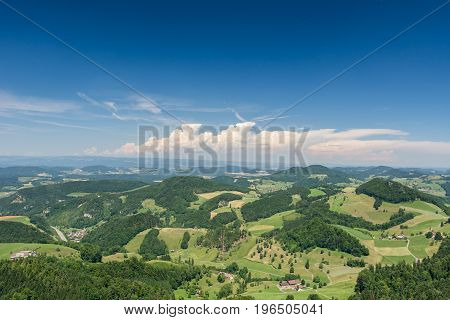 Beautiful view from mountain in the valley