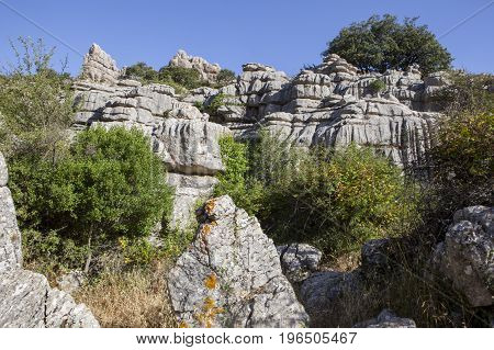 Karstic rock formations at Torcal de Antequera National Park Malaga Spain