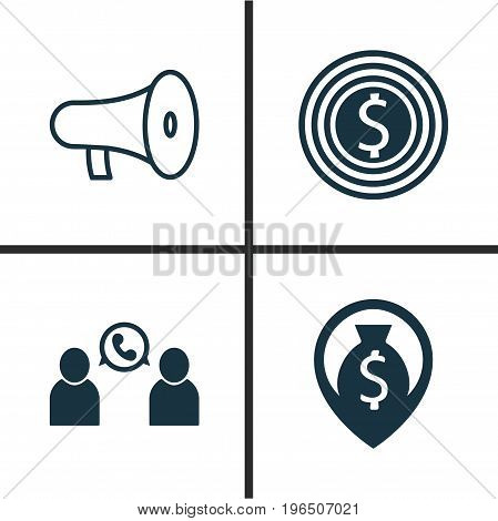 Hr Icons Set. Collection Of Bullhorn, Goal, Navigation And Other Elements