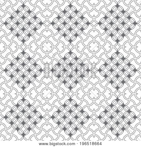 Vector seamless pattern. Modern stylish texture in the form of geometrical tiles. Intersecting circles rhombuses and stars. Regularly repeating tileble ornament. Contemporary geometrical design.
