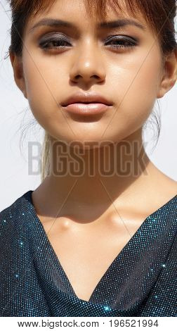 Portrait of a Serious and Hispanic Person