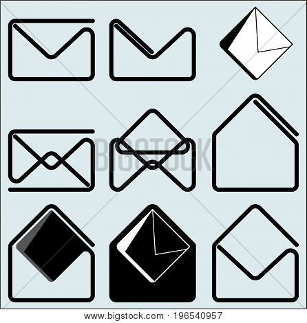 Set of vector postal items, web communication