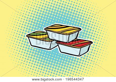 packing fast food sauce. Pop art retro comic book vector illustration