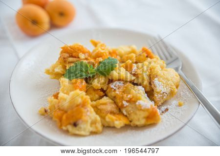Home made Traditional austrian kaiserschmarrn with apricots