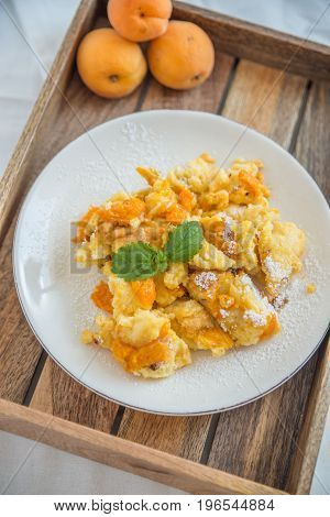Home made Traditional austrian kaiserschmarrn with apricots