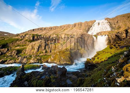 Big Dynjandi Waterfall In Iceland